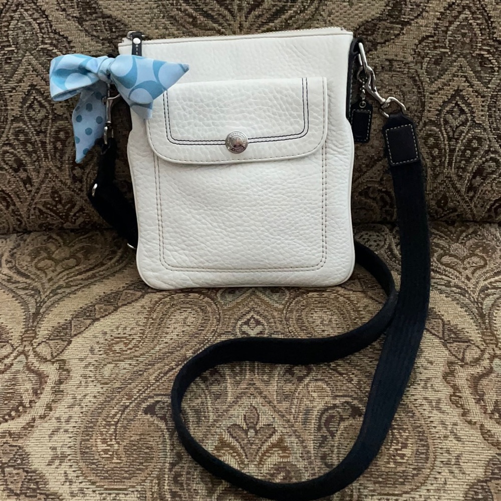 White leather Coach crossbody